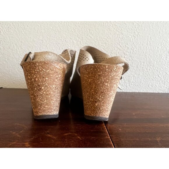 Marina Luna Comfort Wedge Sandals Platform Womens Sz 8/Eu38 Beige Suede Leather - Picture 7 of 11